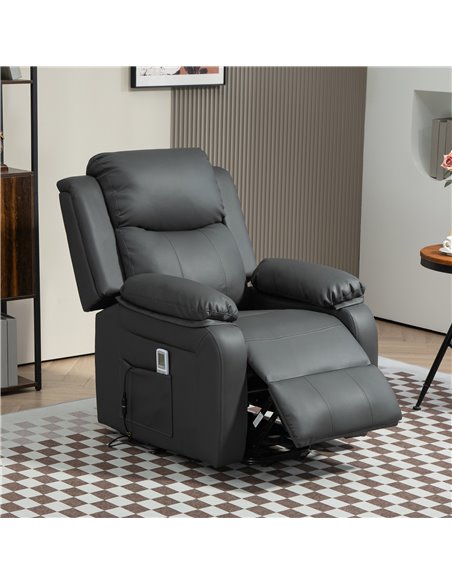 HOMCOM Electric Power Lift Recliner Chair Vibration Massage Reclining Chair with Remote Control and Side Pocket, Dark Grey 713-0 - pic 91403 | FastDaddyshop