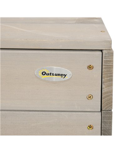 Outsunny Kids Wooden Sandpit, Sandbox with Canopy & Seats, for Gardens - Grey