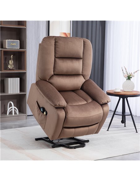 HOMCOM Electric Riser and Recliner Chair with Vibration Massage, Heat, Side Pocket, Brown 713-161V70BN - pic 91443 | FastDaddyshop