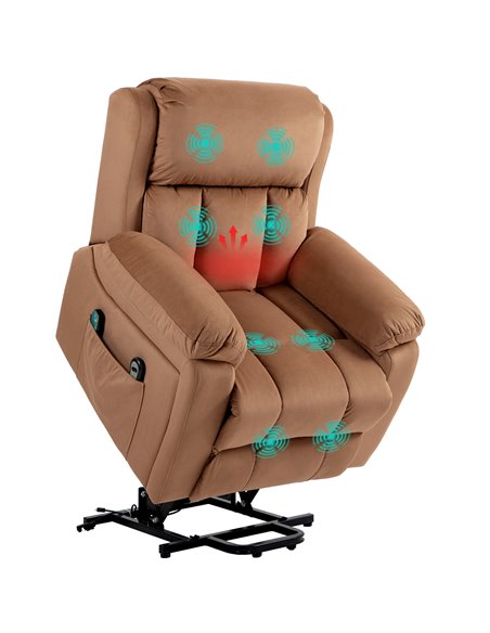 HOMCOM Power Lift Riser and Recliner Chair with Vibration Massage, Heat, Side Pocket, Brown 713-167V70BN - pic 91460 | FastDaddyshop