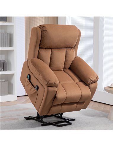 HOMCOM Power Lift Riser and Recliner Chair with Vibration Massage, Heat, Side Pocket, Brown 713-167V70BN