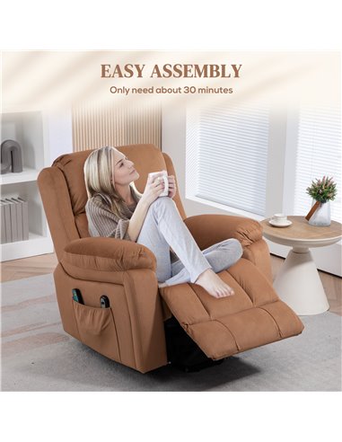HOMCOM Power Lift Riser and Recliner Chair with Vibration Massage, Heat, Side Pocket, Brown 713-167V70BN