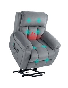 HOMCOM Power Lift Riser and Recliner Chair with Vibration Massage, Heat, Side Pocket, Grey 713-167V70GY
