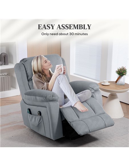 HOMCOM Power Lift Riser and Recliner Chair with Vibration Massage, Heat, Side Pocket, Grey 713-167V70GY - pic 91476 | FastDaddyshop