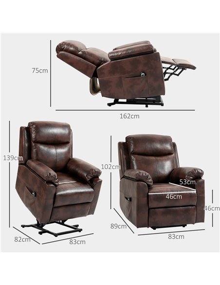 HOMCOM Riser and Recliner Chair for the Elderly, Lift Chair with Remote Control, Side Pockets, Pocket Spring, Dark Brown 713-094 - pic 91480 | FastDaddyshop