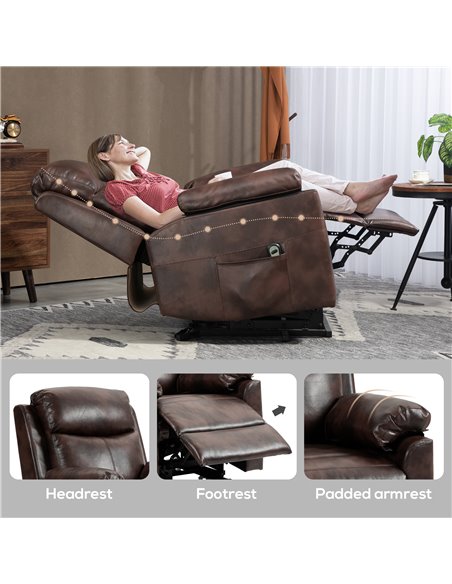 HOMCOM Riser and Recliner Chair for the Elderly, Lift Chair with Remote Control, Side Pockets, Pocket Spring, Dark Brown 713-094 - pic 91483 | FastDaddyshop