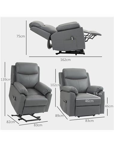 HOMCOM Riser Recliner Chairs Power Recliner Chair for the Elderly, Lift Chair with Remote Control, Side Pockets, Charcoal Grey 7