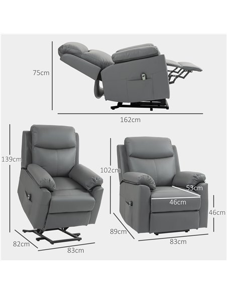 HOMCOM Riser Recliner Chairs Power Recliner Chair for the Elderly, Lift Chair with Remote Control, Side Pockets, Charcoal Grey 7 - pic 91489 | FastDaddyshop