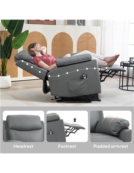 HOMCOM Riser Recliner Chairs Power Recliner Chair for the Elderly, Lift Chair with Remote Control, Side Pockets, Charcoal Grey 7 - pic 91492 | FastDaddyshop