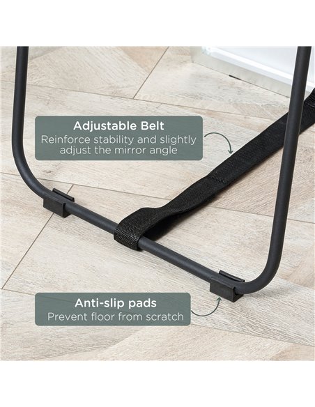 HOMCOM Full Length Wall Mirror w/ Anti-Slip Pads for Bedroom, Hallway or Lounge, 160 x 40 cm, Black 831-577V00SR - pic 91510 | FastDaddyshop