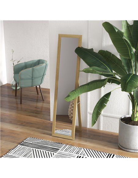 HOMCOM Full Length Wall Mirror w/ Anti-Slip Pads & Wood-Effect Frame for Bedroom, Hallway or Lounge, 155 x 40 cm, Natural 831-69 - pic 91515 | FastDaddyshop