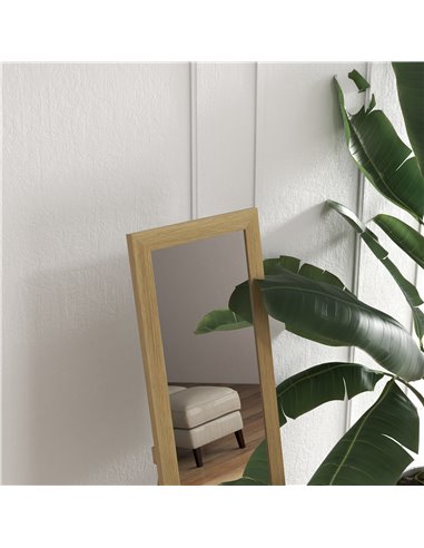 HOMCOM Full Length Wall Mirror w/ Anti-Slip Pads & Wood-Effect Frame for Bedroom, Hallway or Lounge, 155 x 40 cm, Natural 831-69