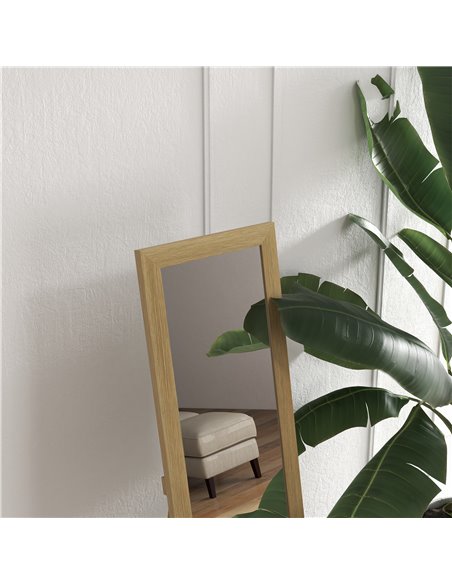 HOMCOM Full Length Wall Mirror w/ Anti-Slip Pads & Wood-Effect Frame for Bedroom, Hallway or Lounge, 155 x 40 cm, Natural 831-69 - pic 91521 | FastDaddyshop