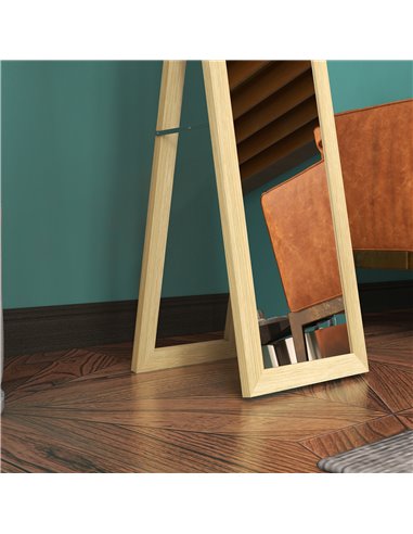 HOMCOM Full Length Wall Mirror w/ Anti-Slip Pads & Wood-Effect Frame for Bedroom, Hallway or Lounge, 155 x 40 cm, Natural 831-69