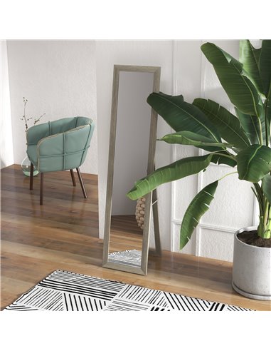 HOMCOM Free Standing Mirror w/ Anti-Slip Pads & Wood-Effect Frame for Bedroom, Hallway or Lounge, 155 x 40 cm, Grey 831-695V00GY