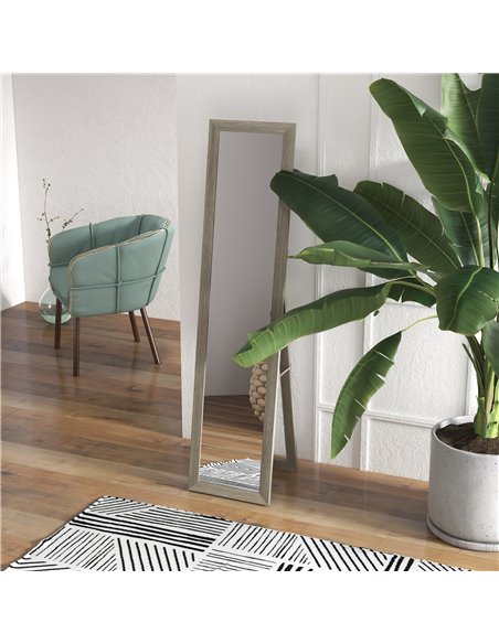 HOMCOM Free Standing Mirror w/ Anti-Slip Pads & Wood-Effect Frame for Bedroom, Hallway or Lounge, 155 x 40 cm, Grey 831-695V00GY - pic 91524 | FastDaddyshop