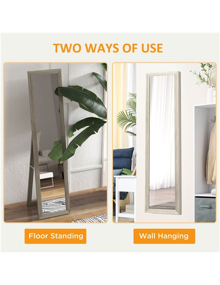 HOMCOM Free Standing Mirror w/ Anti-Slip Pads & Wood-Effect Frame for Bedroom, Hallway or Lounge, 155 x 40 cm, Grey 831-695V00GY - pic 91527 | FastDaddyshop