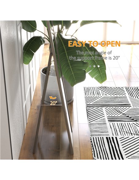 HOMCOM Free Standing Mirror w/ Anti-Slip Pads & Wood-Effect Frame for Bedroom, Hallway or Lounge, 155 x 40 cm, Grey 831-695V00GY - pic 91528 | FastDaddyshop