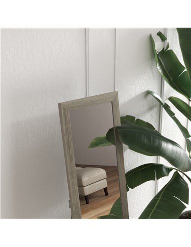 HOMCOM Free Standing Mirror w/ Anti-Slip Pads & Wood-Effect Frame for Bedroom, Hallway or Lounge, 155 x 40 cm, Grey 831-695V00GY