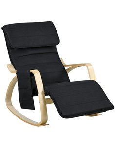 HOMCOM Rocking Lounge Chair Recliner Relaxation Lounging Relaxing Seat with Adjustable Footrest, Side Pocket and Pillow, Black 8