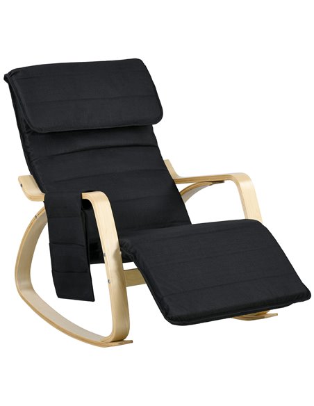 HOMCOM Rocking Lounge Chair Recliner Relaxation Lounging Relaxing Seat with Adjustable Footrest, Side Pocket and Pillow, Black 8 - pic 91532 | FastDaddyshop