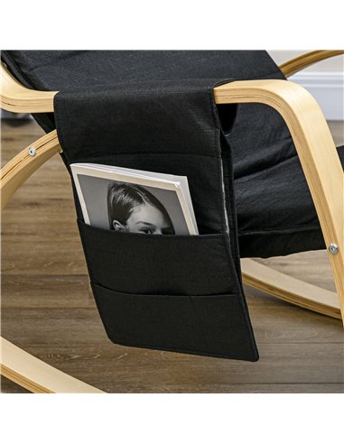 HOMCOM Rocking Lounge Chair Recliner Relaxation Lounging Relaxing Seat with Adjustable Footrest, Side Pocket and Pillow, Black 8