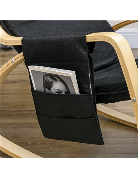 HOMCOM Rocking Lounge Chair Recliner Relaxation Lounging Relaxing Seat with Adjustable Footrest, Side Pocket and Pillow, Black 8 - pic 91538 | FastDaddyshop