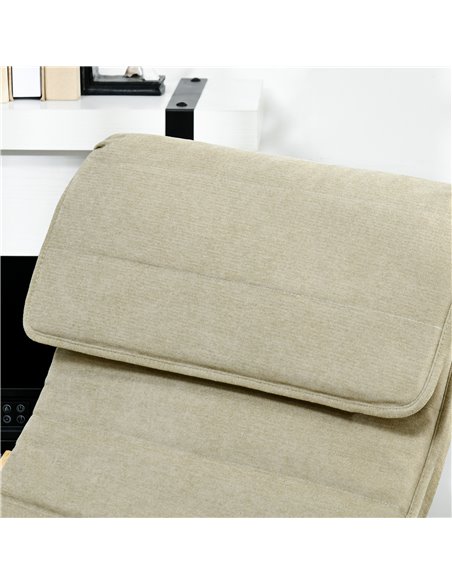 HOMCOM Rocking Lounge Chair Recliner Relaxation Lounging Relaxing Seat with Adjustable Footrest, Side Pocket and Pillow, Cream W - pic 91547 | FastDaddyshop