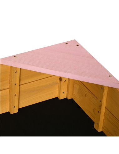 Outsunny Kids Wooden Sand Pit, Children Sandbox, with Four Seats, Non-Woven Fabric, for Gardens, Playgrounds