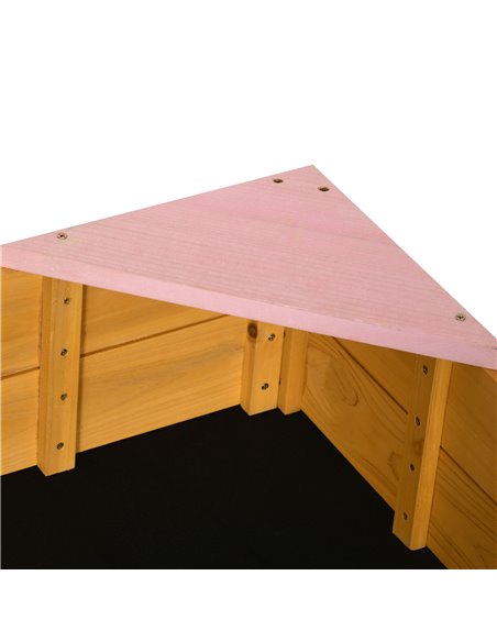 Outsunny Kids Wooden Sand Pit, Children Sandbox, with Four Seats, Non-Woven Fabric, for Gardens, Playgrounds - pic 9158 | FastDaddyshop