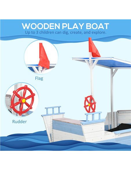 Outsunny Wooden Kids Sandpit, Children Sandbox w/ UV Protection Canopy, for Ages 3-8 Years - Blue - pic 9163 | FastDaddyshop