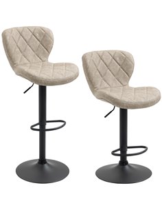 HOMCOM Swivel Bar Chair: Diamond Pattern PU Seat with Backrest & Footrest, Steel Frame, Bar Stools, Counter Bar Stool, Light Gre