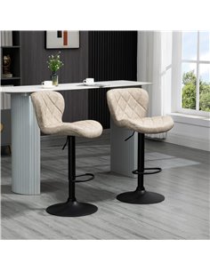 HOMCOM Swivel Bar Chair: Diamond Pattern PU Seat with Backrest & Footrest, Steel Frame, Bar Stools, Counter Bar Stool, Light Gre 2