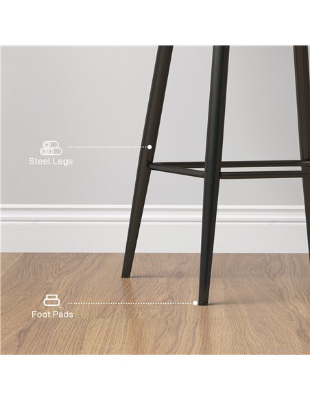HOMCOM Set of 2 Bar Chair, Velvet-Feel Bar Stools with High Backs and Armrests, Counter Bar Stool, for Living Room Dining Room,  - pic 91646 | FastDaddyshop