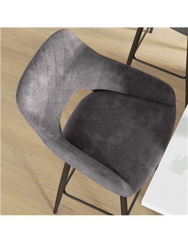 HOMCOM Set of 2 Bar Chair, Velvet-Feel Bar Stools with High Backs and Armrests, Counter Bar Stool, for Living Room Dining Room, 