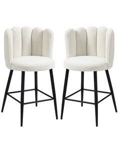 HOMCOM Bar Stools Set of 2, Faux Cashmere Upholstered Breakfast Bar Chairs, Modern Counter Bar Stool w/ Backs, Footrest & Steel 