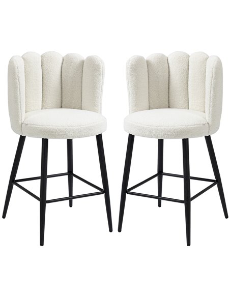 HOMCOM Bar Stools Set of 2, Faux Cashmere Upholstered Breakfast Bar Chairs, Modern Counter Bar Stool w/ Backs, Footrest & Steel  - pic 91649 | FastDaddyshop