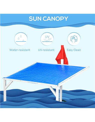 Outsunny Wooden Kids Sandpit, Children Sandbox w/ UV Protection Canopy, for Ages 3-8 Years - Blue
