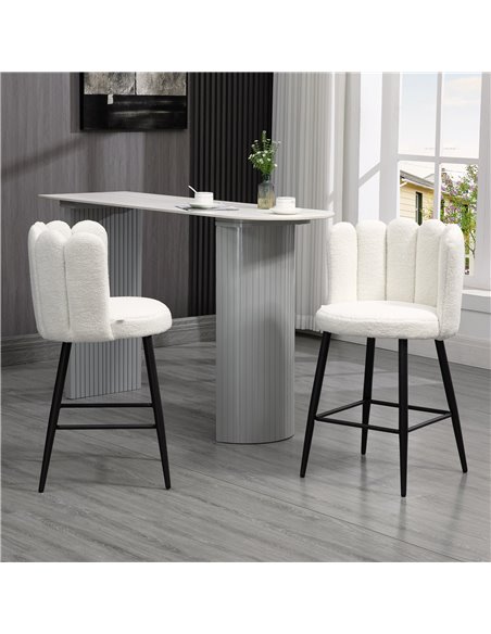 HOMCOM Bar Stools Set of 2, Faux Cashmere Upholstered Breakfast Bar Chairs, Modern Counter Bar Stool w/ Backs, Footrest & Steel  - pic 91650 | FastDaddyshop