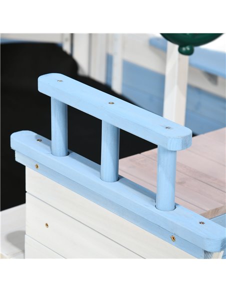 Outsunny Wooden Kids Sandpit, Children Sandbox w/ UV Protection Canopy, for Ages 3-8 Years - Blue - pic 9167 | FastDaddyshop