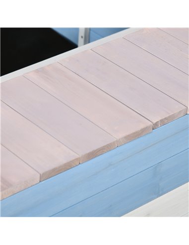 Outsunny Wooden Kids Sandpit, Children Sandbox w/ UV Protection Canopy, for Ages 3-8 Years - Blue