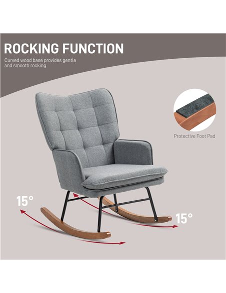 HOMCOM Linen-Look Rocking Chair and Ottoman Set - Grey 839-867V70GY - pic 91724 | FastDaddyshop