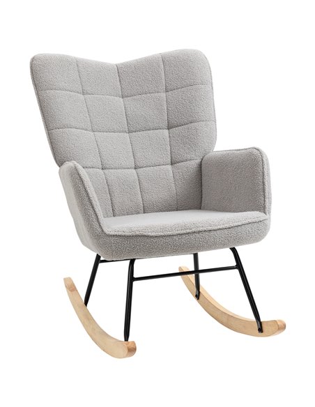 HOMCOM Berber Fleece Nursery Glider Rocker for Nursing, Wingback Rocking Chair for Living Room, Light Grey 839-613V70LG - pic 91730 | FastDaddyshop