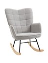 HOMCOM Berber Fleece Nursery Glider Rocker for Nursing, Wingback Rocking Chair for Living Room, Light Grey 839-613V70LG