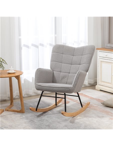 HOMCOM Berber Fleece Nursery Glider Rocker for Nursing, Wingback Rocking Chair for Living Room, Light Grey 839-613V70LG - pic 91731 | FastDaddyshop