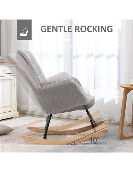 HOMCOM Berber Fleece Nursery Glider Rocker for Nursing, Wingback Rocking Chair for Living Room, Light Grey 839-613V70LG - pic 91733 | FastDaddyshop