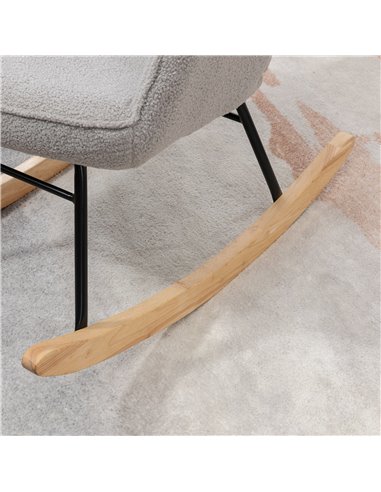 HOMCOM Berber Fleece Nursery Glider Rocker for Nursing, Wingback Rocking Chair for Living Room, Light Grey 839-613V70LG