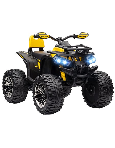 HOMCOM 12V Quad Bike ATV with LED Lights, Music, Backrest, Forward, Backward, Yellow 370-170V70YL - pic 91739 | FastDaddyshop