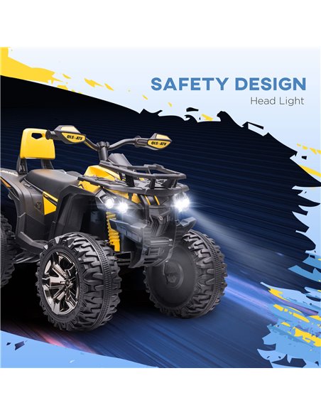 HOMCOM 12V Quad Bike ATV with LED Lights, Music, Backrest, Forward, Backward, Yellow 370-170V70YL - pic 91744 | FastDaddyshop