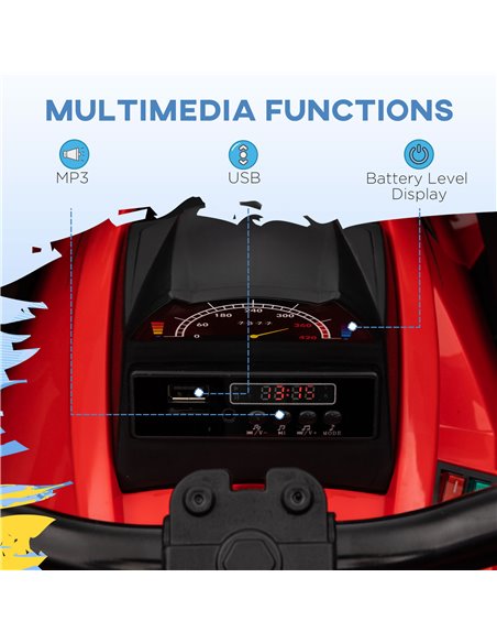 HOMCOM 12V Quad Bike ATV with LED Lights, Music, Backrest, Forward, Backward, Red 370-170V70RD - pic 91752 | FastDaddyshop